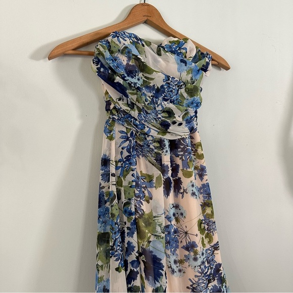 Lulus Sweet Symphony Blue Floral Print Strapless Maxi Dress Size XS - Picture 9 of 16